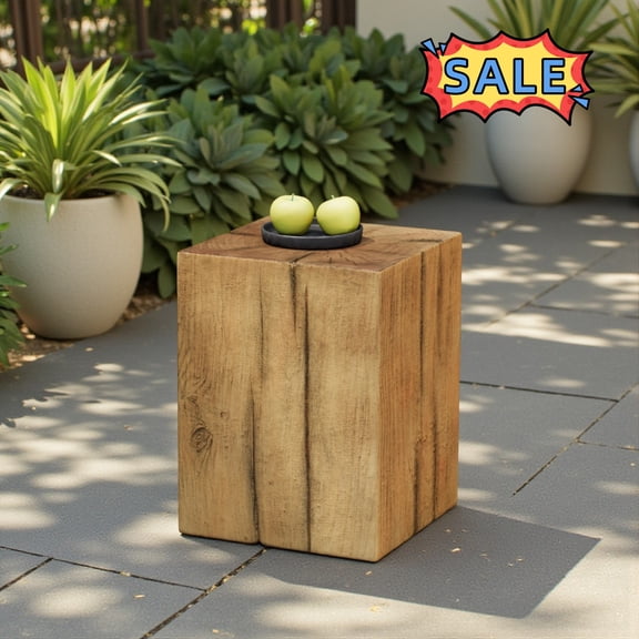 Tcbosik 18"H Side Table, Indoor & Outdoor End Table, Simple Accent Table for Patio, Garden, Backyard, Natural