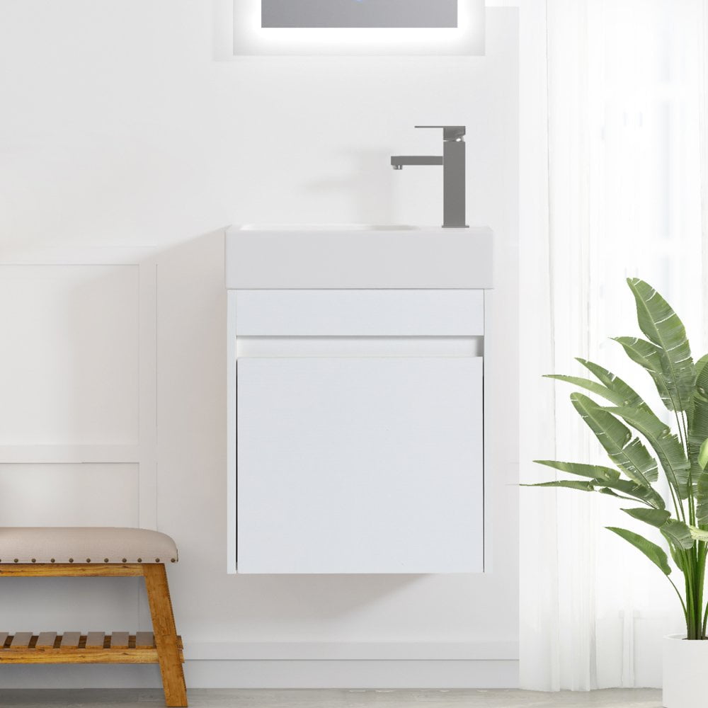 Tcbosik 18 Inch Bathroom Vanity and Sink Combo, Floating Bathroom ...