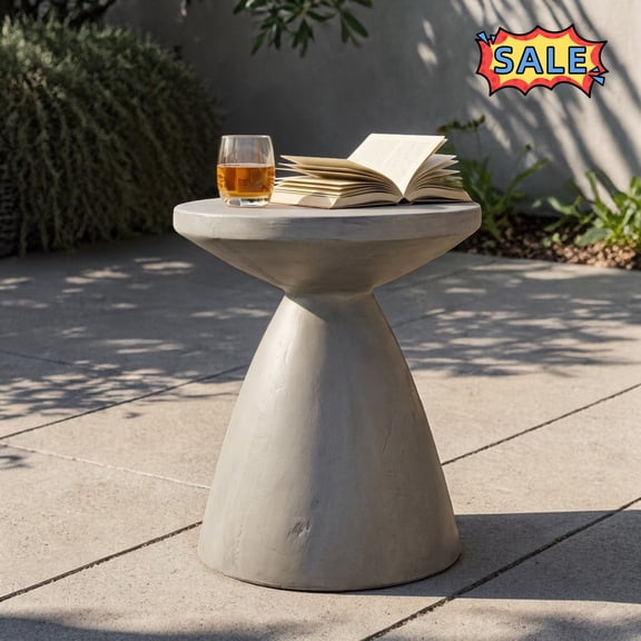 Tcbosik 18" Outdoor Side Table, Concrete End Table, Decorative Accent Table for Patio, Balcony, Deck, Lawn, No Assembly Required, Gray