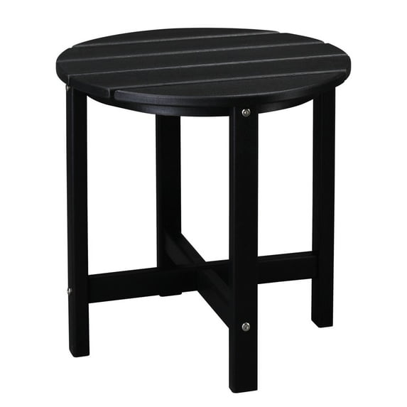 Tcbosik 18" Round Side Table, Wooden End Desk for Indoor Outdoor, Black