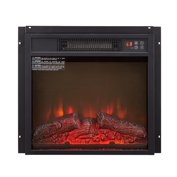 Tcbosik 18 inch Electric Fireplace Insert, 1400W Recessed Electric Fireplace Heater with Timer, Adjustable Flame & Temperature, Remote Control & Touch Button and Overheat Protection, Black
