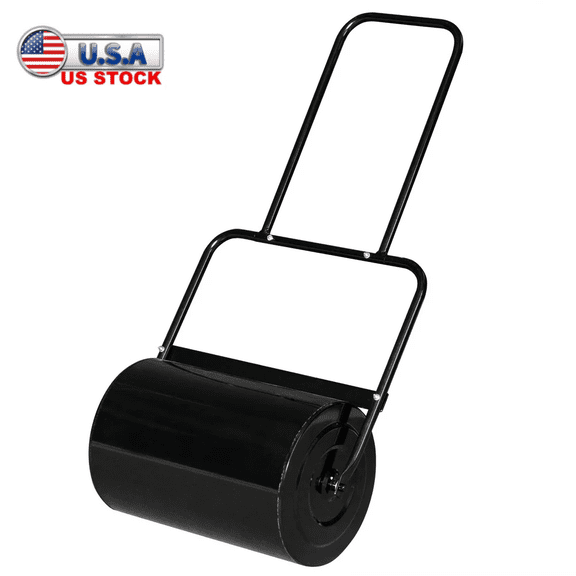Tcbosik Push/Tow Behind Lawn Roller, 19.5in Water Filled Sod Roller Drum Roller, Black