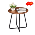 thumbnail image 1 of Tcbosik 19.7" Outdoor Side Table, Weather Resistant Accent Table, Small Round End Table for Patio Yard Balcony Garden, Wood Grain Color & Black, 1 of 8