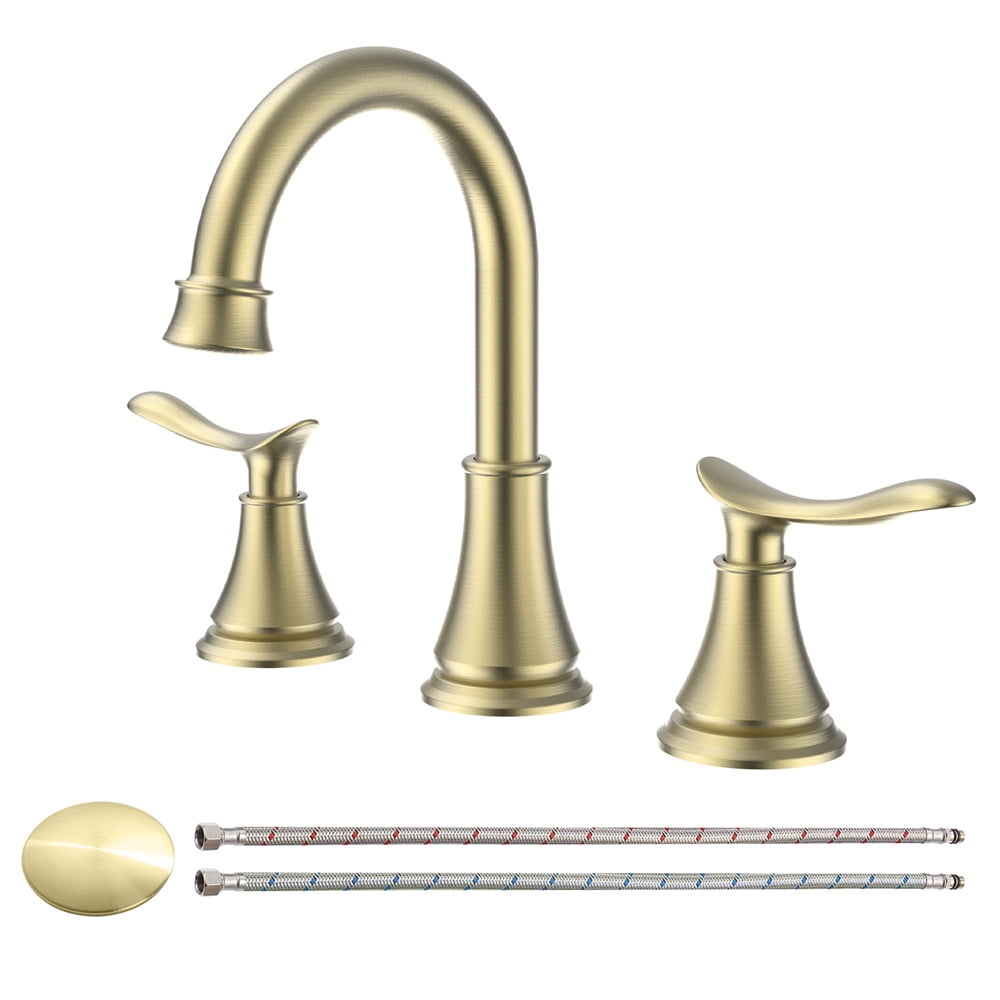 Brushed Gold 8-Inch Widespread Double Handle Bathroom Faucet