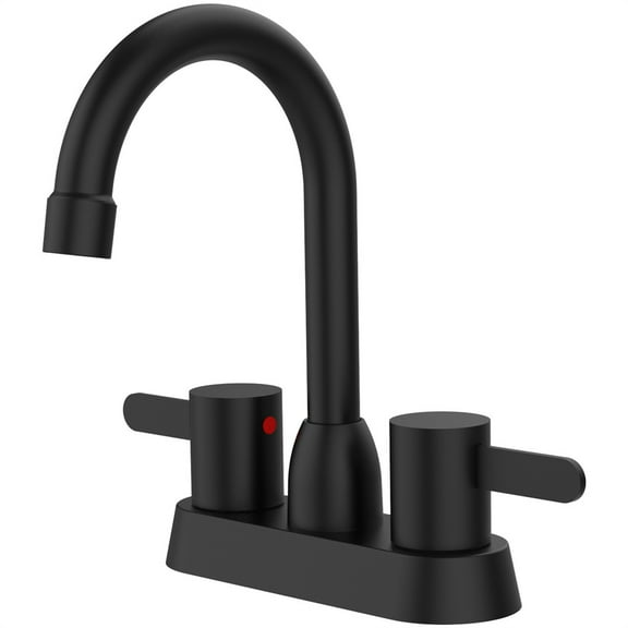 Tcbosik 2-Handle Stainless Steel Bathroom Sink Faucet, 3 Holes Bathroom Faucets with 360 Degree Swivel Main Body Nozzle, Matte Black (Pop-up Drain and Hose Not Included)
