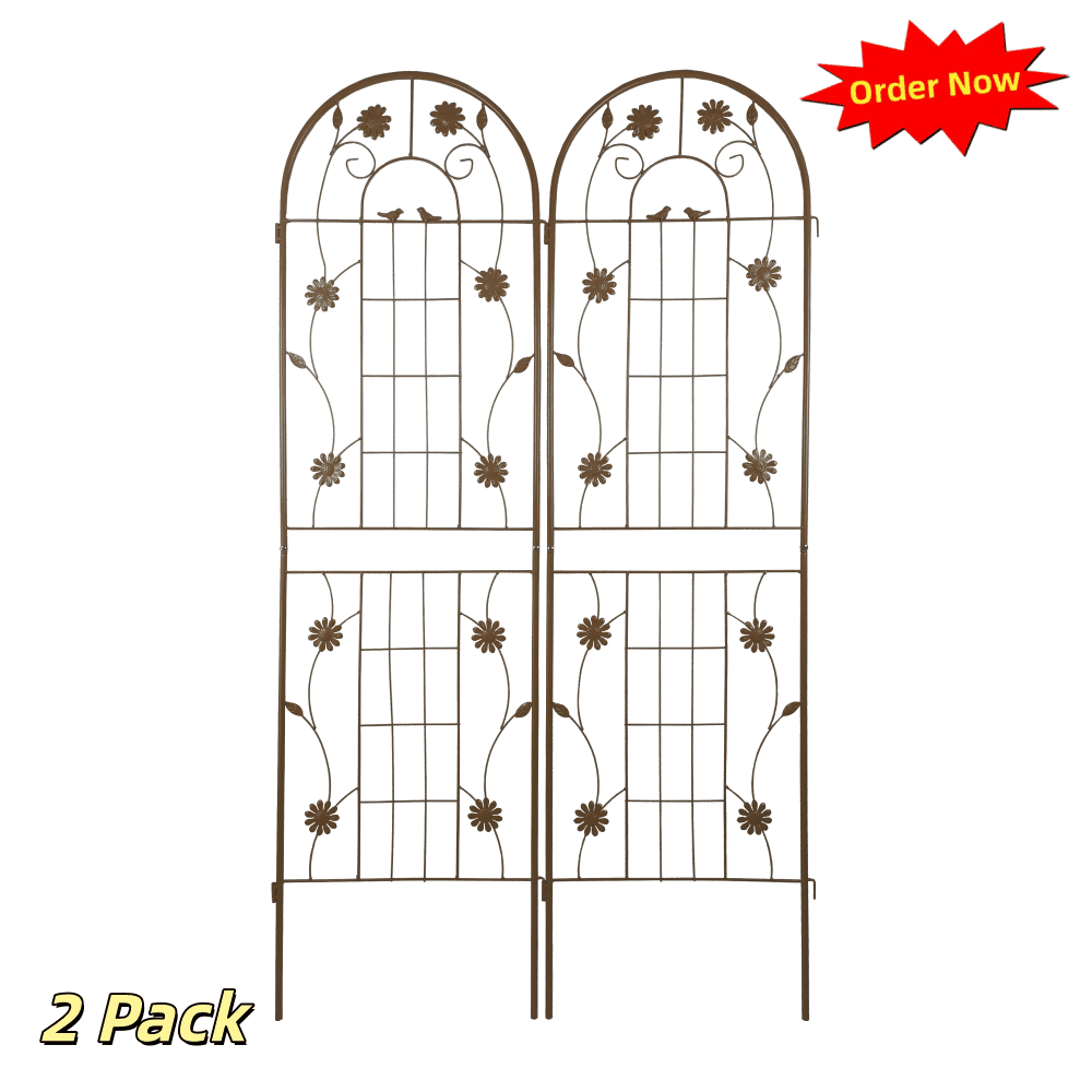 Tcbosik 2 Pack 71" x 19.7" Metal Climbing Trellis, Outdoor Trellis for Climbing Plants, Flower, Ivy, Clematis, Brown