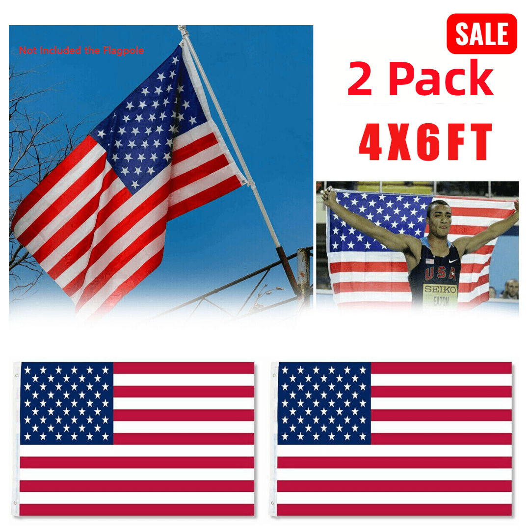 Americanflags.com Tcbosik 2 Pack American Flags for Outside, 6x4ft Heavy Duty USA Flag ...
