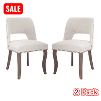Tcbosik 2 Pack Dining Chairs, Upholstered Side Chair with Wood Legs for Kitchen, Living Room, Easy Assembly, Beige