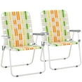 thumbnail image 1 of Tcbosik 2 Pack Folding Beach Chairs for Adults, Lightweight Camping Chair, High Back Backyard Chair with Comfy Armrest, Easy to Carry, Yellow & Green, 1 of 10