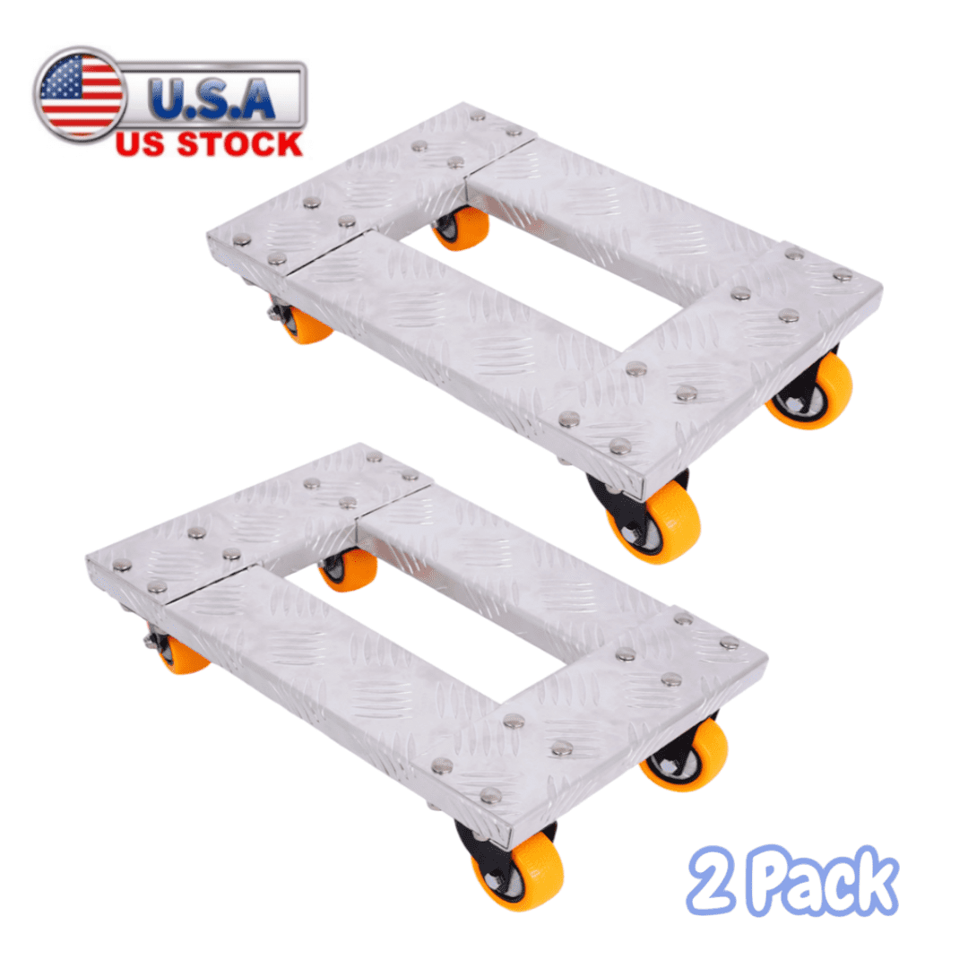 Tcbosik 2 Pack Furniture Movers Dolly with Wheels, Heavy Duty Moving Dolly Cart with Aluminum Frame, 800 lbs Capacity, Silver