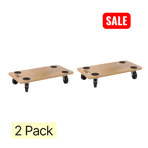 Tcbosik 2 Pack Furniture Moving Wooden Dolly with 4 Wheels, Heavy Duty Rolling Mover for Couch Fridge Washing Machine Planter, Natural