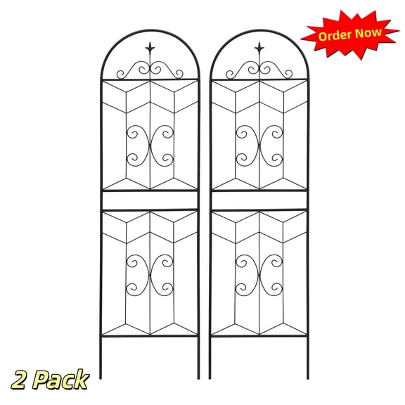 Tcbosik 2 Pack Garden Trellis for Climbing Plants Outdoor, 71" x 19.7" Metal Trellis for Vine Vegetable Flower Ivy Cucumber, Black