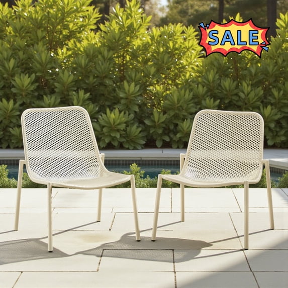 Tcbosik 2 Pack Indoor/Outdoor Stack Chairs, Metal Armless Chair for Patio, Garden, Backyard, Matte White