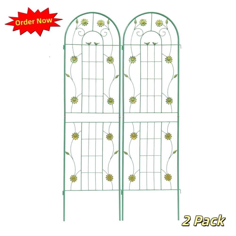 Tcbosik 2 Pack Metal Trellis for Climbing Plants, 71" x 19.7" Outdoor Garden Trellis for Flowers Vine Ivy, Green