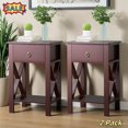 thumbnail image 1 of Tcbosik 2 Pack Night Stands with Storage, Modern Bedside Table with Shelf and Drawer, Accent End Table for Small Space, Living Room, Bedroom, Brown, 1 of 8