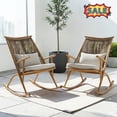 thumbnail image 1 of Tcbosik 2 Pack Outdoor Rattan Rocking Chairs with Cushions, High Back Rocker with Woven Backrest and Metal Frame, Lounge Chair for Garden, Porch, Patio, Backyard, Maple, 1 of 9