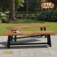 thumbnail image 1 of Tcbosik 2 Pack Outdoor Wood Benches, Backless Dining Bench, 2-Seater Loveseat for Yard, Garden, Patio, Brown & Black, 1 of 10