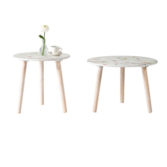 Tcbosik 2 Pack Side Tables, Accent End Table with 3 Legs for Small Space, Living Room, Bedroom, White