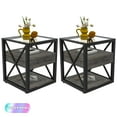 thumbnail image 1 of Tcbosik 2 Pack Side Tables with Storage Drawer and Open Shelf, End Table with Tempered Glass Top, 3-Tier Night Stand for Bedroom, Living Room, Rustic Wood Color, 1 of 10