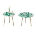 thumbnail image 1 of Tcbosik 2 Pack Side Tables with Watercolor-Style Succulent Design, Small End Table, Night Stand for Bedroom, Living Room, Easy Assembly, White & Green, 1 of 6
