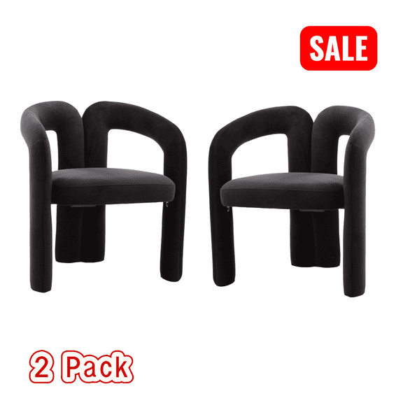 Tcbosik 2 Pack Upholstered Accent Chairs, Velvet Fabric Armchair, Comfy Vanity Chair for Kitchen, Bedroom, Living Room, Black