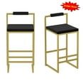thumbnail image 1 of Tcbosik 2 Pack Upholstered Barstools, Modern Counter Height Bar Stool with Metal Frame, Velvet Fabric Bar Chair for Kitchen Island, Living Room, Cafe, Black & Gold, 1 of 7