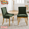 thumbnail image 1 of Tcbosik 2 Pack Upholstered Dining Chairs, Modern Chenille Fabric Side Chair with Metal Legs, Armless Chair for Living Room, Kitchen, Olive Green+Gold, 1 of 11