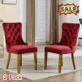 thumbnail image 1 of Tcbosik 2 Pack Upholstered Dining Chairs, Modern Velvet Fabric Side Chair with Button Tufted Back & Solid Wood Legs for Kitchen, Living Room, Wine Red, 1 of 11