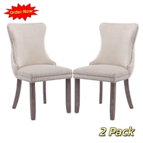 Tcbosik 2 Pack Upholstered Dining Chairs, Modern Velvet Side Chair with Solid Wood Legs for Kitchen, Living Room, Beige