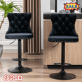 thumbnail image 1 of Tcbosik 2 Pack Upholstered Swivel Bar Stools, 24.8"-33" Height Adjustable Velvet Counter Stool, Armless Island Chair with Button Tufted Back & Metal Base for Dining Room, Black, 1 of 10