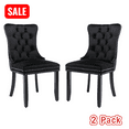 thumbnail image 1 of Tcbosik 2 Pack Velvet Upholstered Dining Chairs with Button Tufted Back, Accent Side Chair with Solid Wood Legs for Living Room, Kitchen, Black, 1 of 11