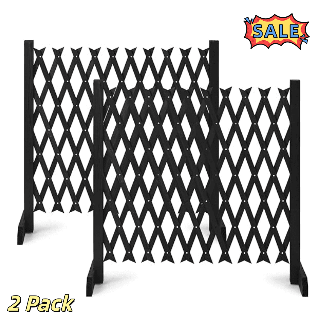 Tcbosik 2 Pack Wood Garden Fence, Freestanding Extendable Fencing ...