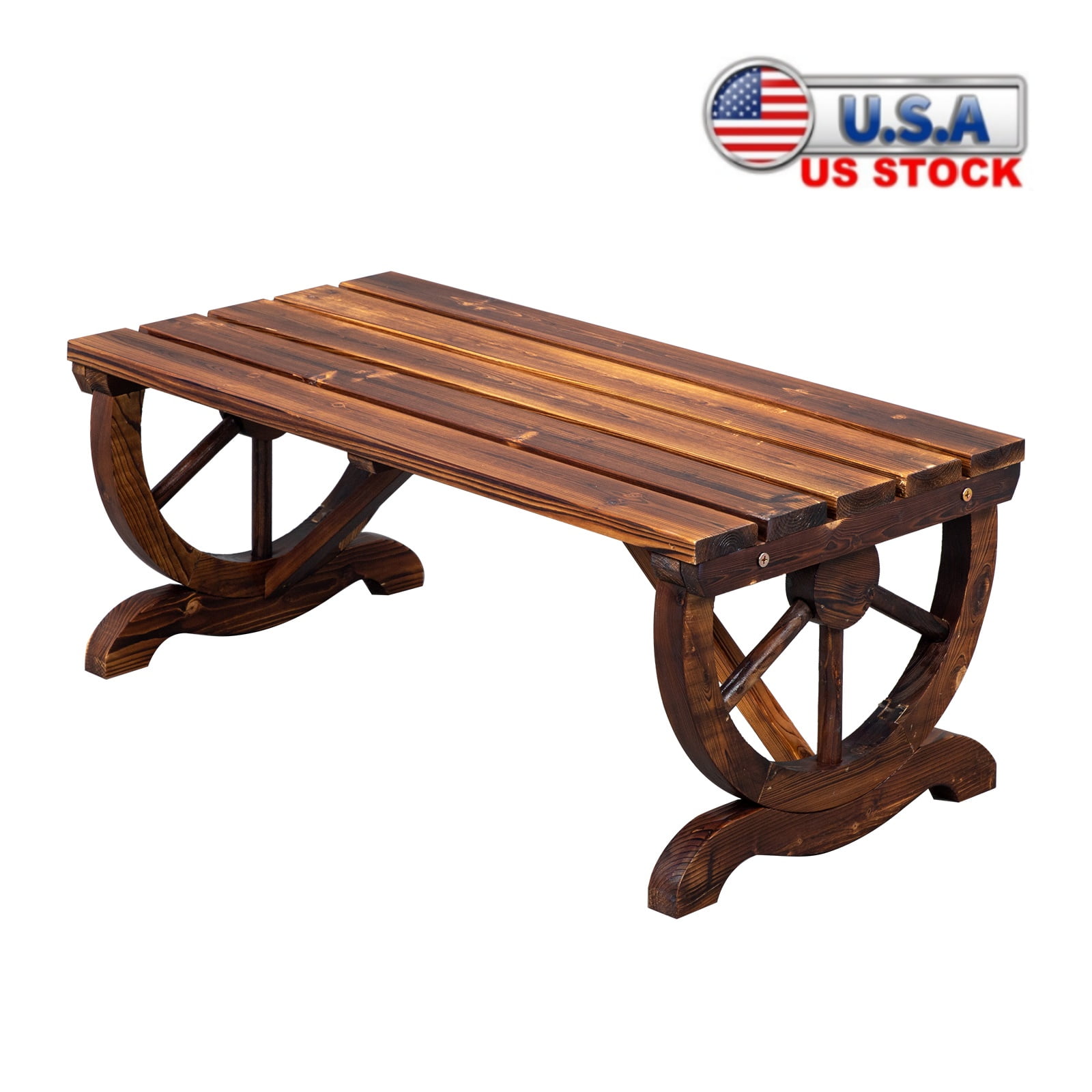 Tcbosik 2-Person Fir Wood Bench, Weather Resistant Bench with Wagon ...