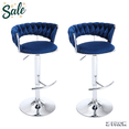thumbnail image 1 of Tcbosik 2-Piece Adjustable Velvet Bar Chairs in Blue – 360° Swivel Function, Comfortable Sponge Padding Seat, Metal Pedestal Base, Contemporary Design for Kitchen, Counter, Home Bar (Blue), 1 of 6