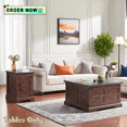 thumbnail image 1 of Tcbosik 2-Piece Living Room Furniture Set, 31.5" Square Coffee Table with Hinged Lift Top, Small Side Table with Adjustable Shelf and Barn Door, Easy Assembly, Oak, 1 of 16