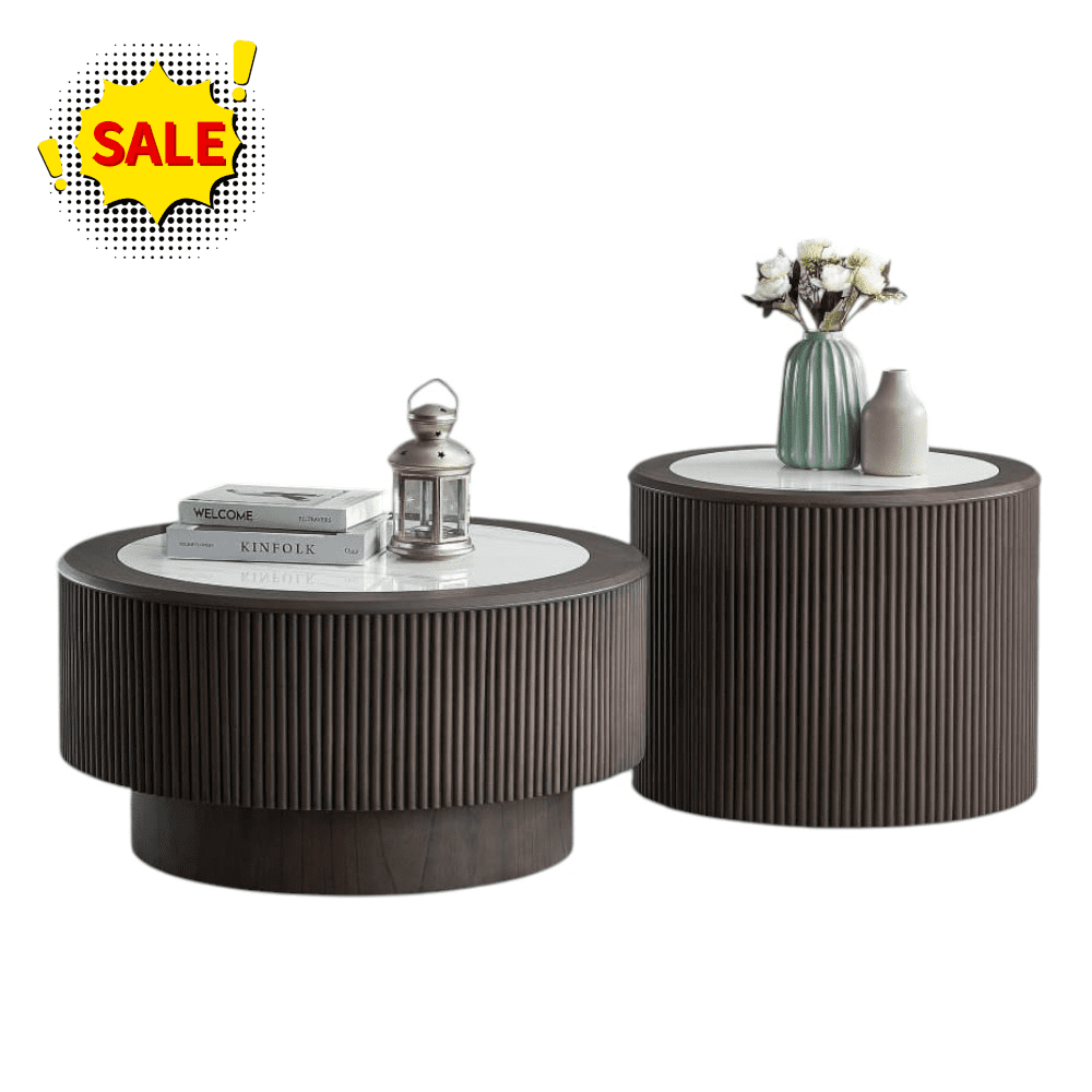 Tcbosik 2-Piece Living Room Table Set, Modern Coffee Table with Faux ...