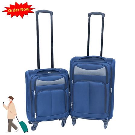 Tcbosik 2-Piece Softside Luggage, Lightweight Suitcase for Travel, 20/24 inch, Navy Blue