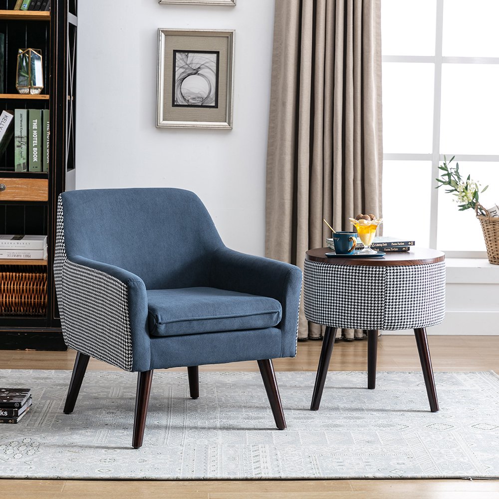 Tcbosik 2Pieces Accent Chair and Side Table Set w/ Storage, Mid