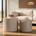 thumbnail image 1 of Tcbosik 2 Pieces Nesting Coffee Tables, 14.9 Inch Small Side Table, 18.9" Round Center Table for Small Space, Bedroom, Living Room, Amber Color, 1 of 6
