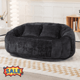 thumbnail image 1 of Tcbosik 2-Seater Bean Bag Chair, Chenille Fabric Sofa, Modern Couch for Living Room, Bedroom, Black, 1 of 11