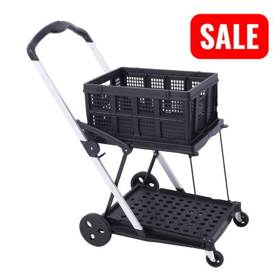 Easy Store Tcbosik 2-Tier Collapsible Shopping Cart with 360° Swivel Wheels ...