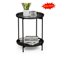 thumbnail image 1 of Tcbosik 2 Tier Metal End Table, Indoor & Outdoor Weather Resistant End Table with Removable Tray and Open Shelf for Living Room, Bedroom, Balcony, Backyard, Garden, Patio, Black, 1 of 8