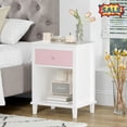 thumbnail image 1 of Tcbosik 2-Tier Night Stand - 19.7 inch Small End Table with Drawer and Open Shelf - Bedside Table for Living Room, Bedroom - White+Pink, 1 of 8