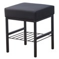 thumbnail image 1 of Tcbosik 2-Tier Upholstered Foot Stool, Velvet Ottoman with Open Shelf, Multifunctional Vanity Stool for Bedroom, Hallway, Living Room, Easy Assembly, Black, 1 of 7