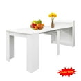 thumbnail image 1 of Tcbosik 20"-98" Extendable Dining Table with Storage for 1-8 Person, Modern Rustic Rectangle Kitchen Table for Home, Apartment, Space Saving, White, 1 of 8