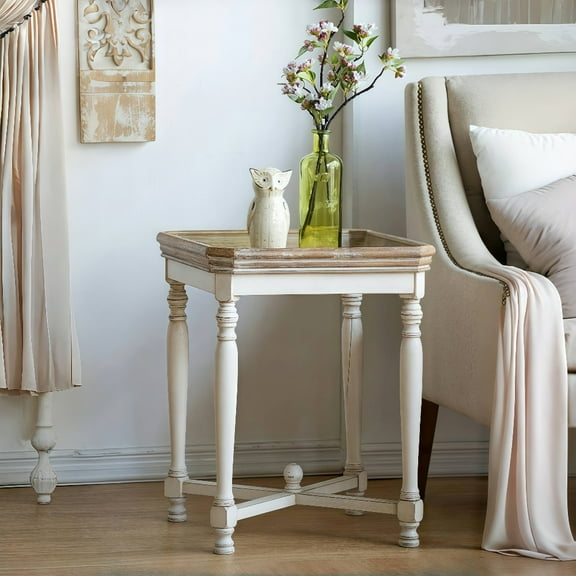 Tcbosik 20 inch Side Table, Modern End Table, Square Night Stand for Small Space, Living Room, Bedroom, White