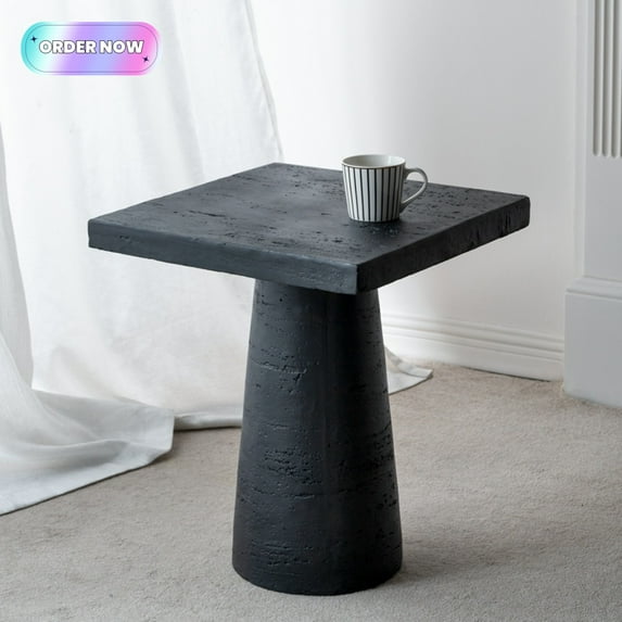 Tcbosik 20 inch Square Side Table, Modern End Table with Pedestal Base, Night Stand for Living Room, Bedroom, Easy Assembly, Black