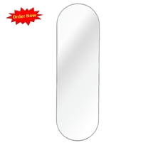 Tcbosik 20" x 63" Oval Mirror, Wall Mounted Bathroom Mirror with Metal Frame, Pill Shaped Full Length Mirror for Bedroom, Cloakroom, Hallway, Silver
