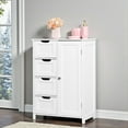 thumbnail image 1 of Tcbosik 21.7" Bathroom Cabinet with 4 Drawers, Modern MDF Storage Cabinet with Single Door and Adjustable Shelf, Moisture-Proof White Floor Cabinet for Home, Easy Assembly, 1 of 10