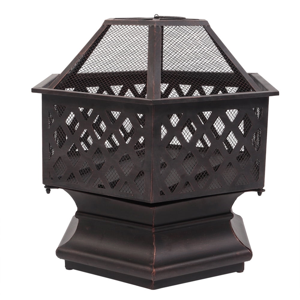 Hexagonal Bronze Iron Wood Burning Outdoor Fire Pit